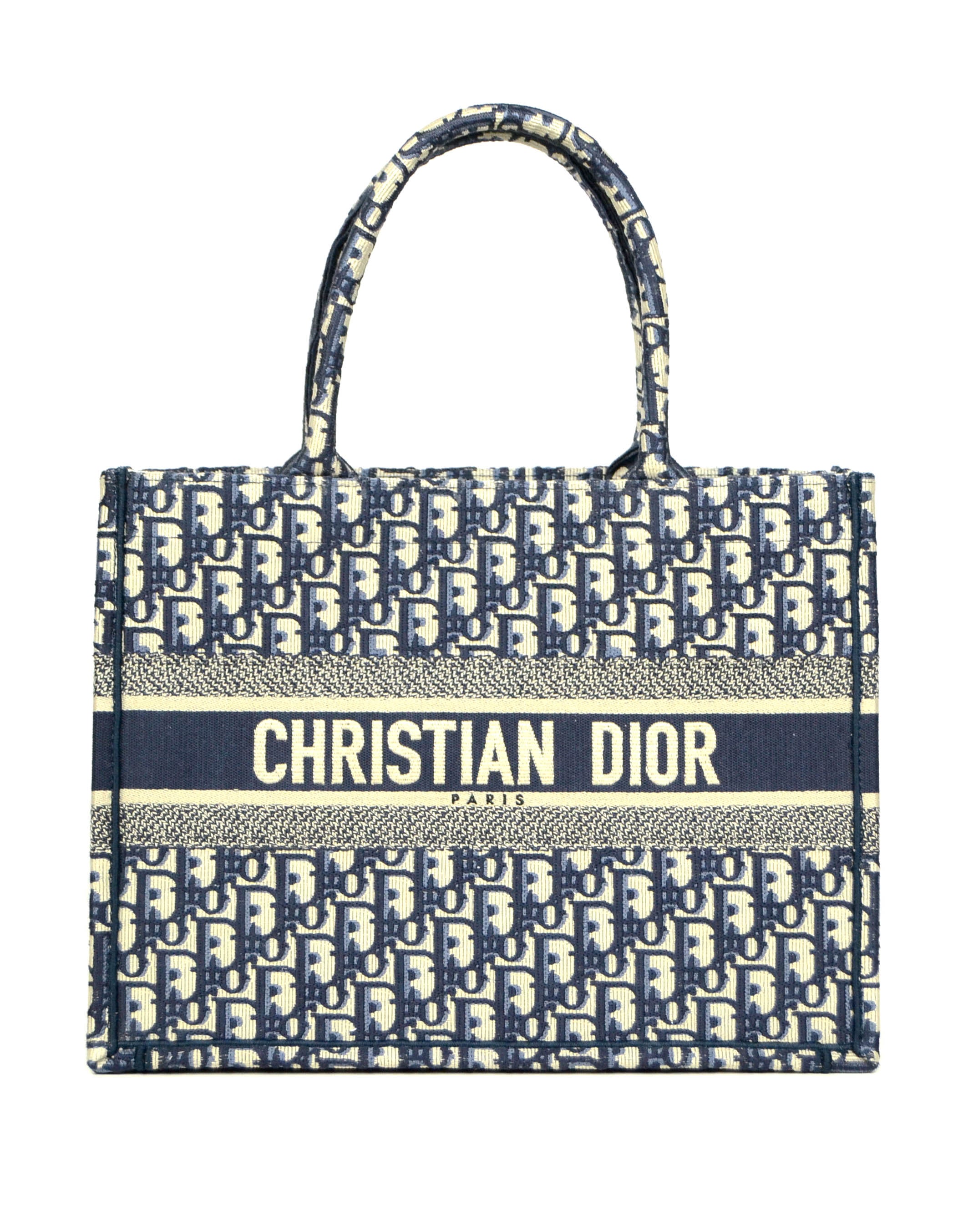 Christian Dior Oblique Small Book Tote Blue