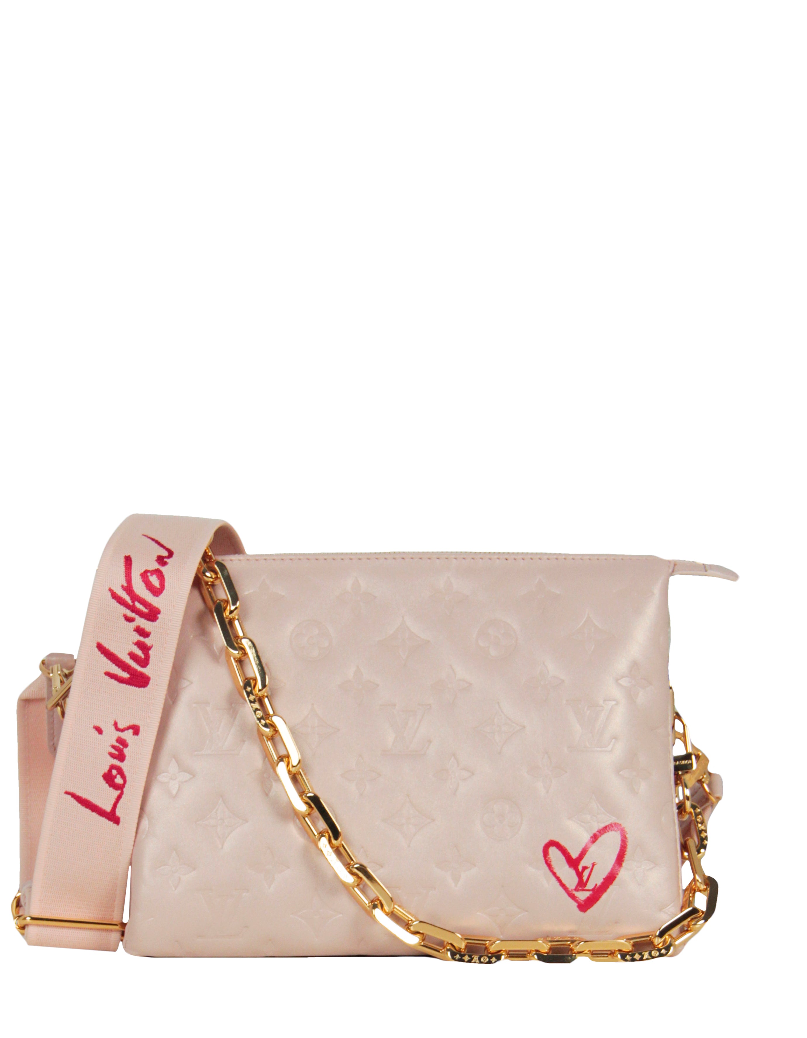 Louis Vuitton Dragée Monogram Puffy Lambskin Fall in Love Coussin PM Gold Hardware, 2021, Pink/Red Womens Handbag