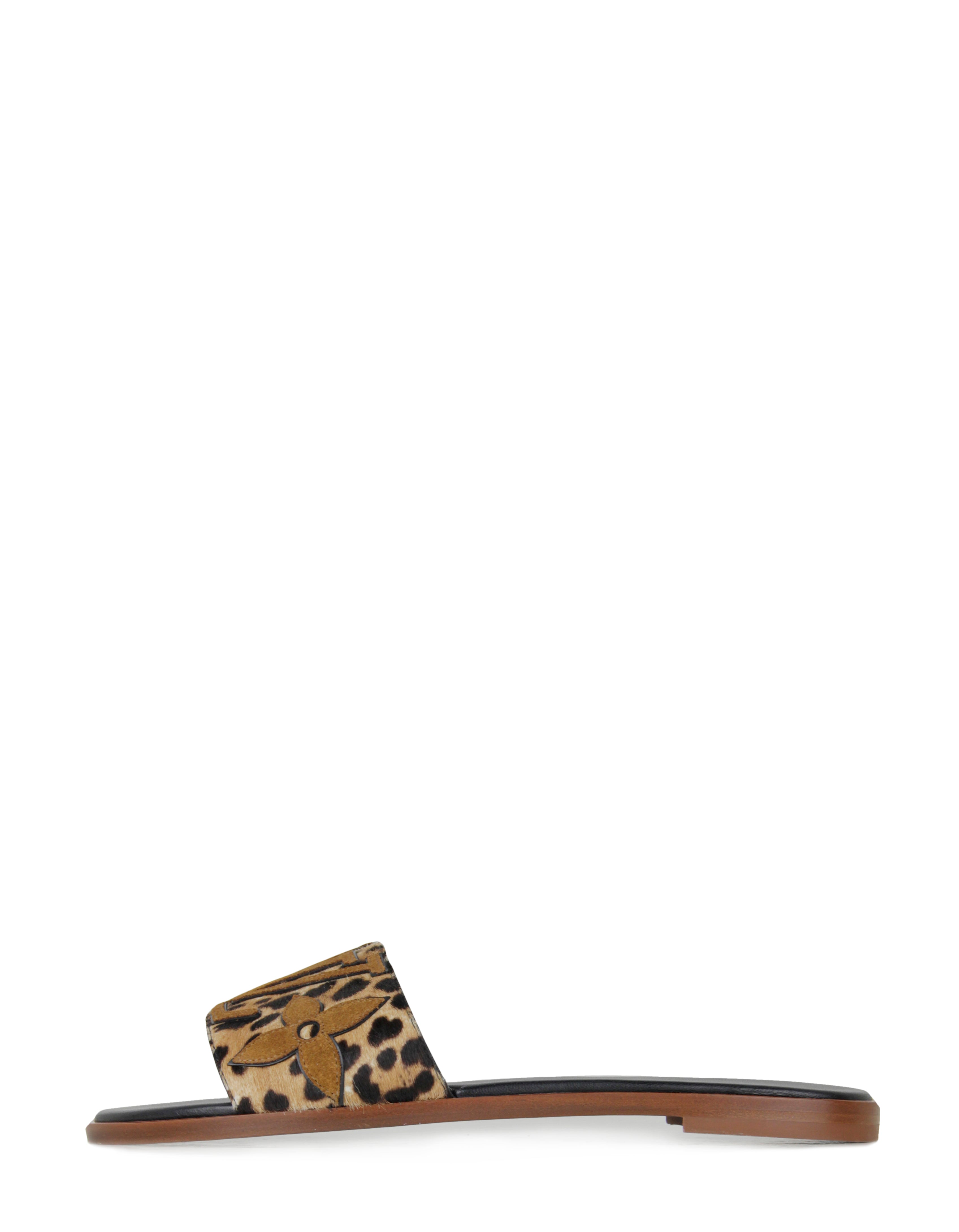 Louis Vuitton Calf Hair Leopard Print Monogram Lock It Slides 38 With Box  Flats