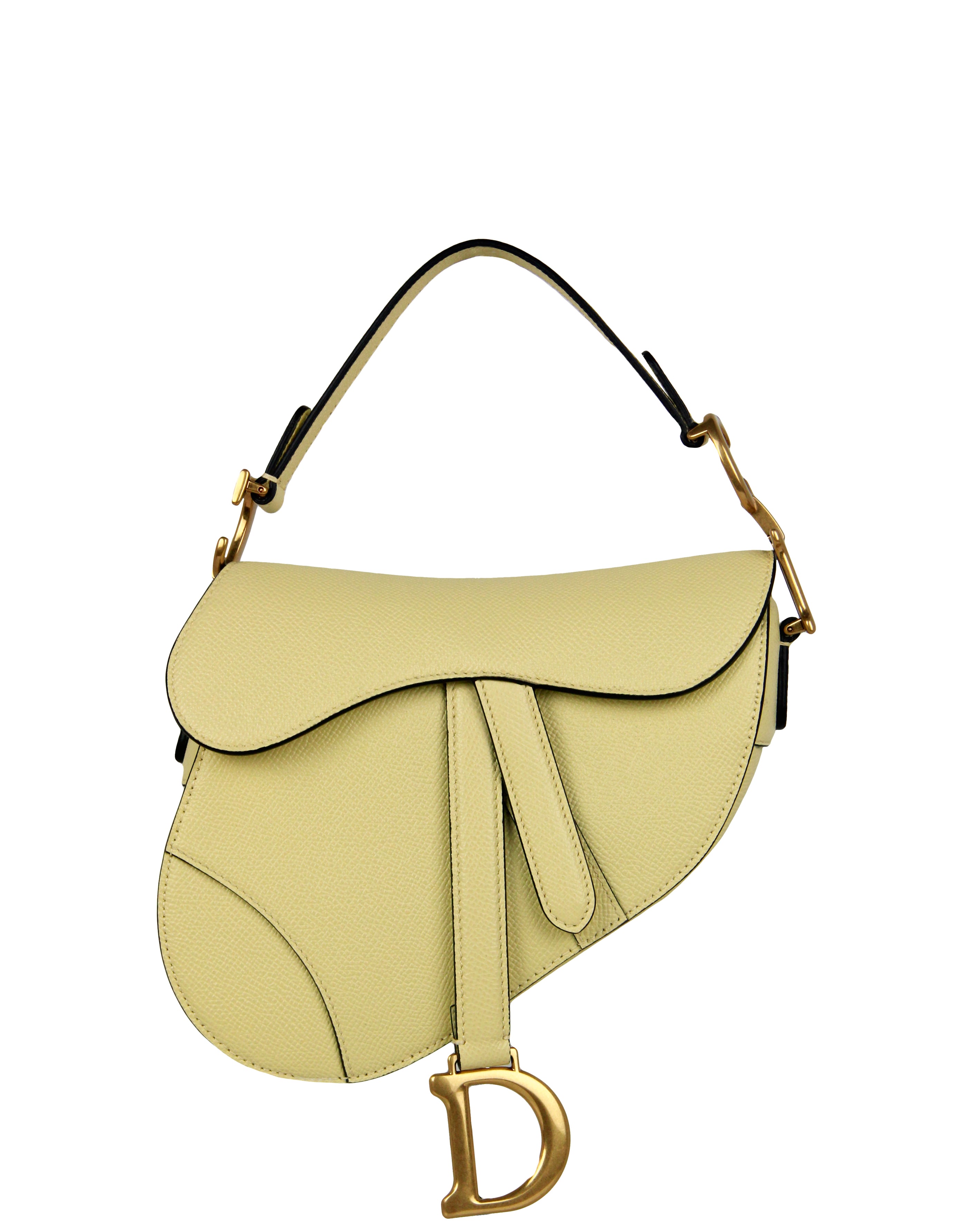 Christian Dior Yellow Grained Leather Mini Saddle Bag ASC Resale