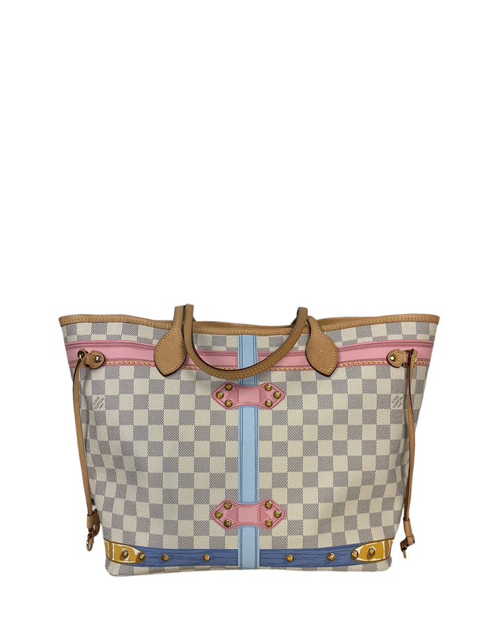 Louis Vuitton Damier Azur Summer Trunks Neverfull MM Tote Bag