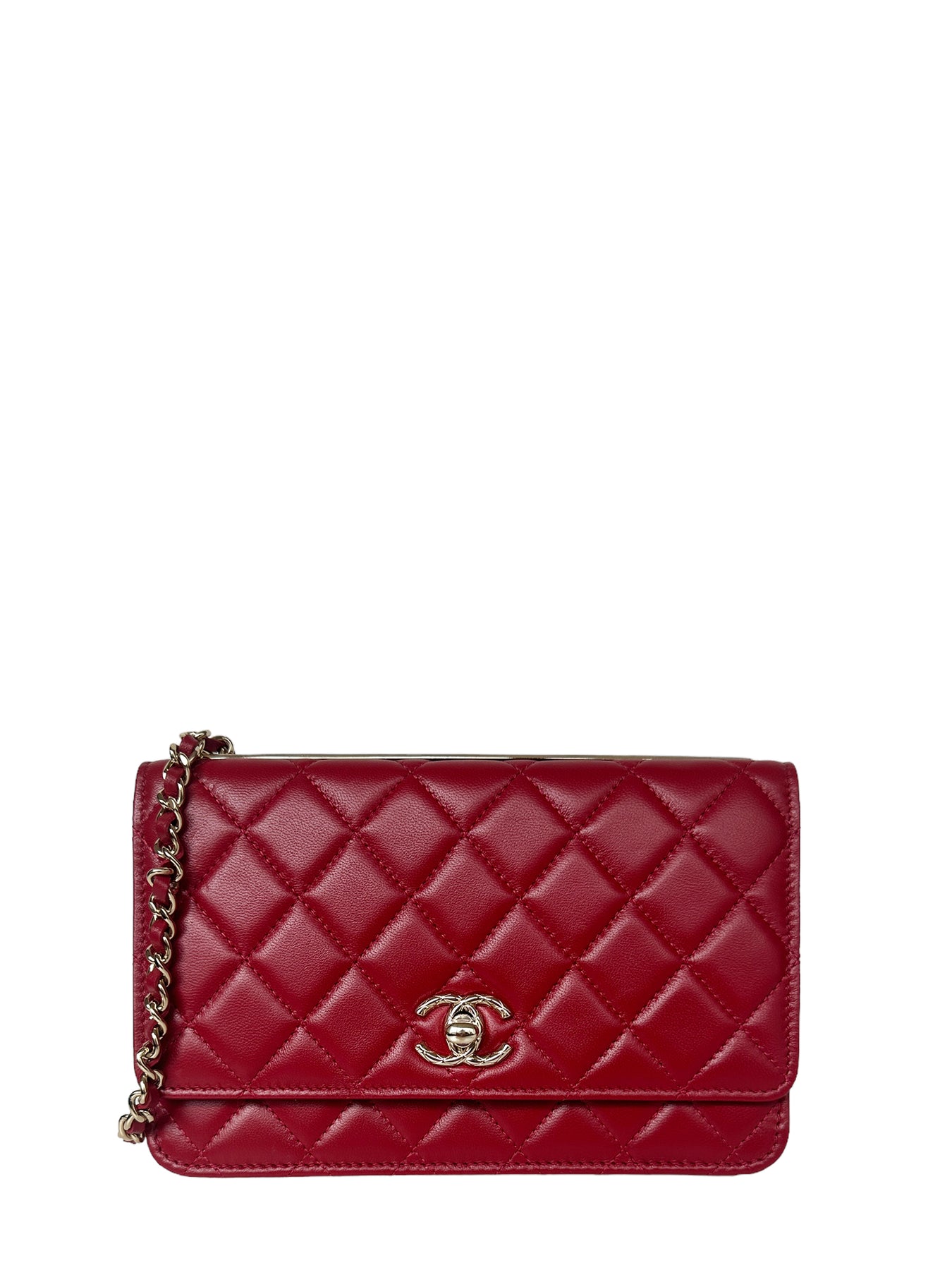 Chanel Chain Shoulder Bag Long Wallet Clutch Chanel Lambskin Pink