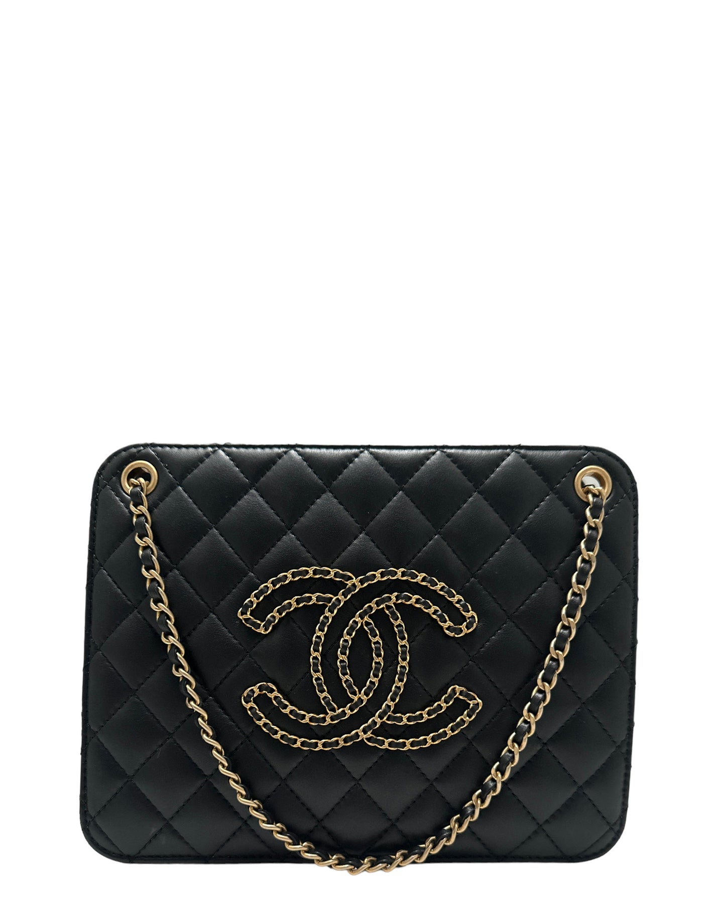 Chanel CC Charm Chain Shopping Tote Quilted Calfskin XL at 1stDibs
