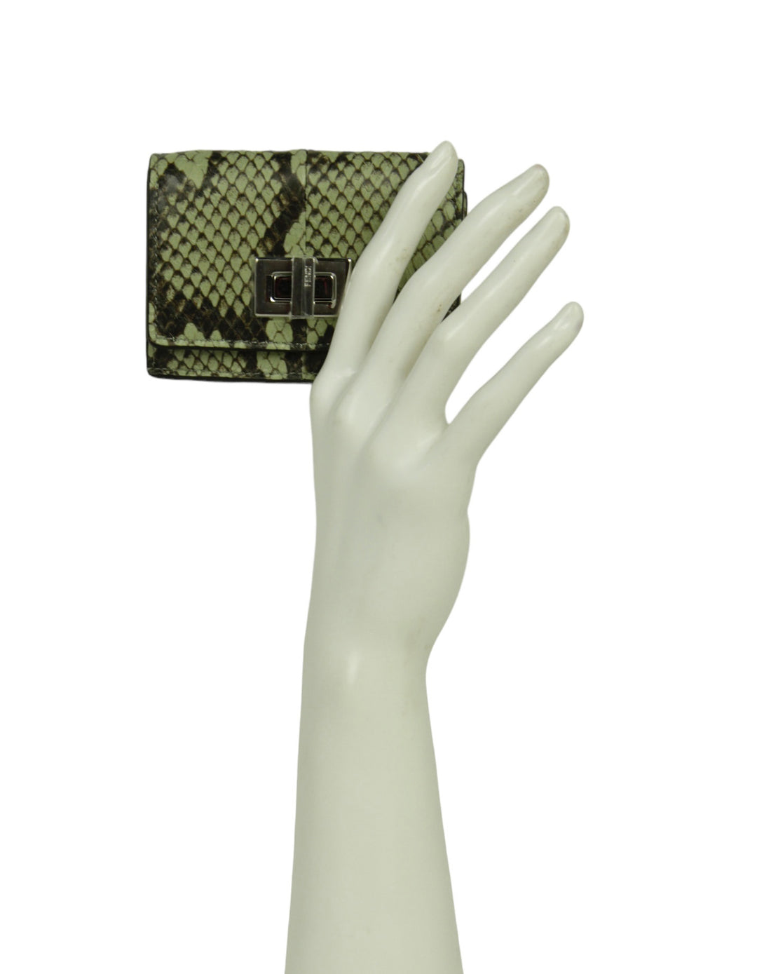 Fendi Green Tea Python Micro Trifold Wallet