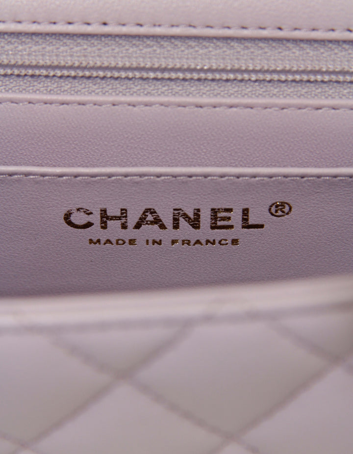 Chanel 2024 Light Purple Lambskin Leather Quilted Mini Top Handle