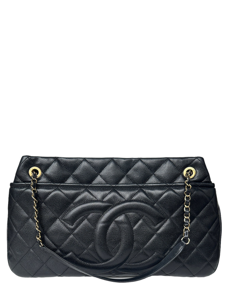 Chanel - Authenticated Grand Shopping Handbag - Leather Black Plain for Women, Very Good Condition