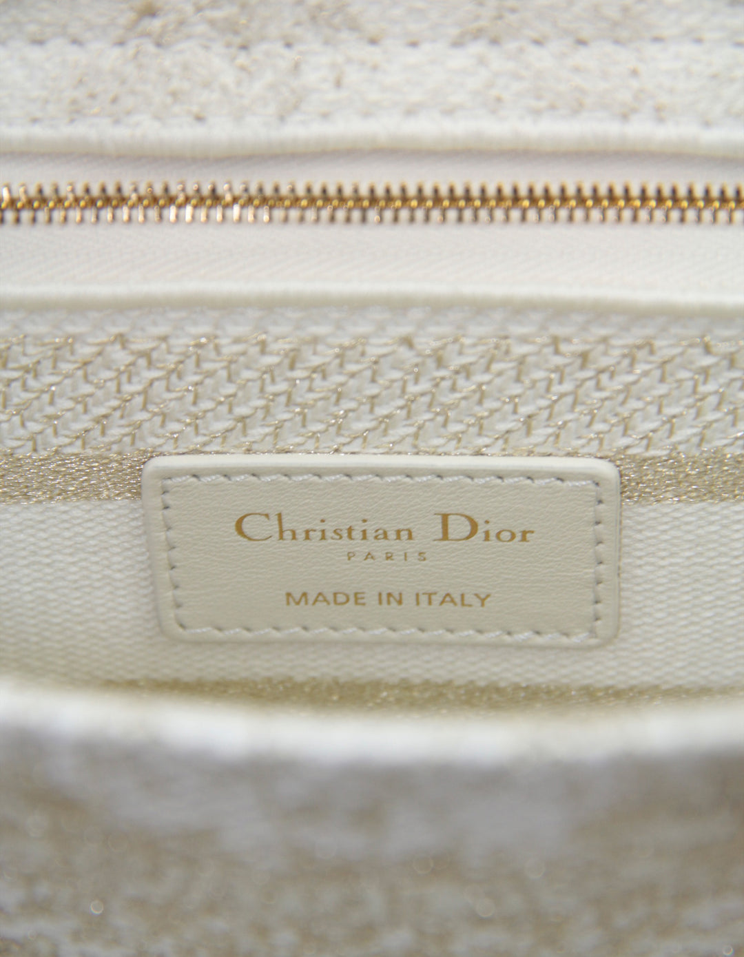 Christian Dior 2023 White/Gold Embroidered Canvas Medium Lady Dior