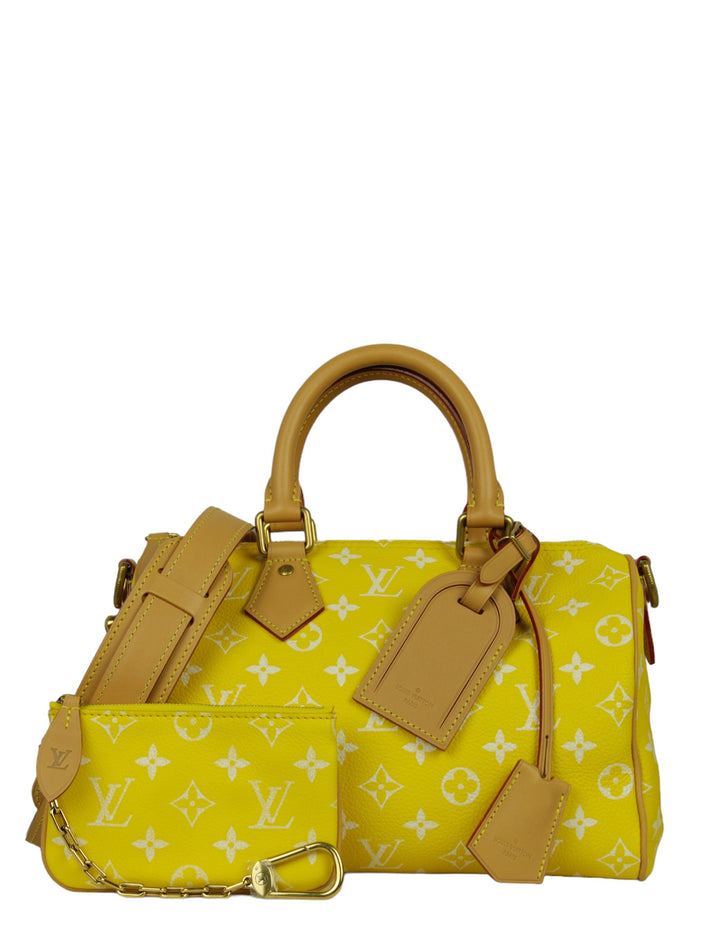 Louis Vuitton Yellow Soft Calfskin Monogram Speedy P9