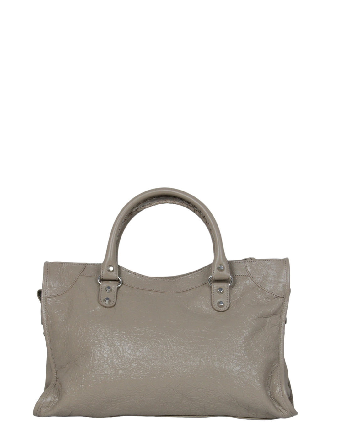 Balenciaga Taupe Cross Perforated Lambskin Leather Motorcycle City