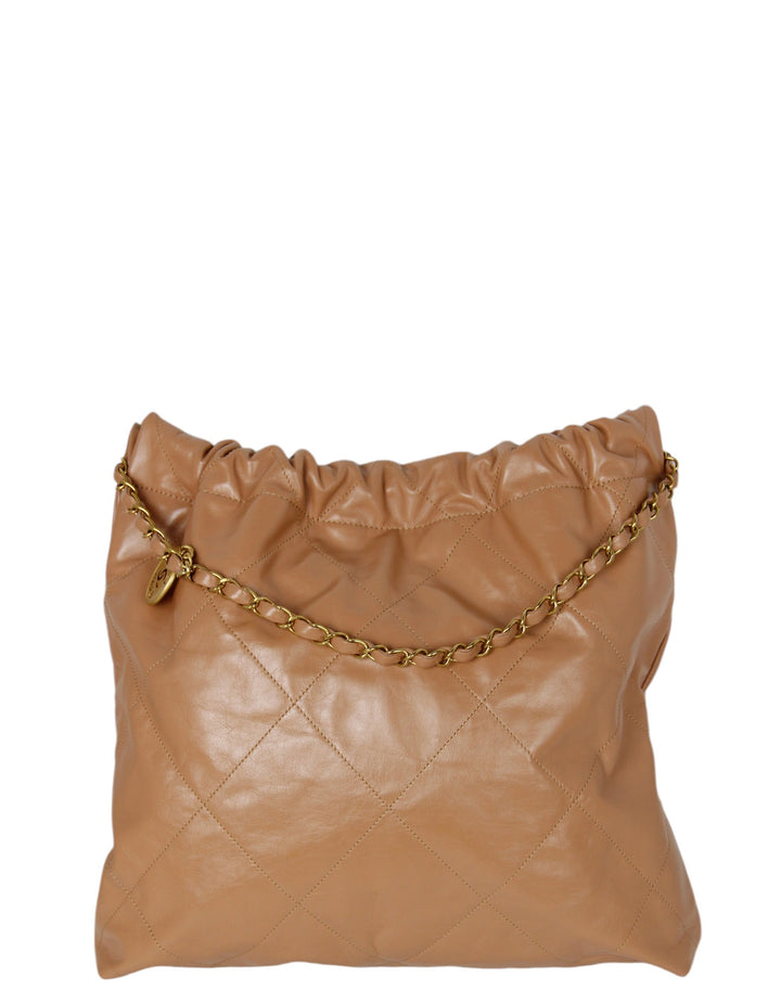 Chanel Dark Beige Leather Quilted Chanel 22 Tote Bag
