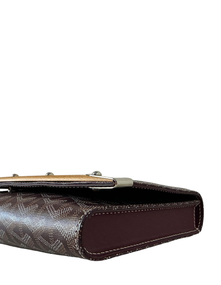 Goyard Burgundy Goyardine Monte Carlo Bois Clutch ASC Resale