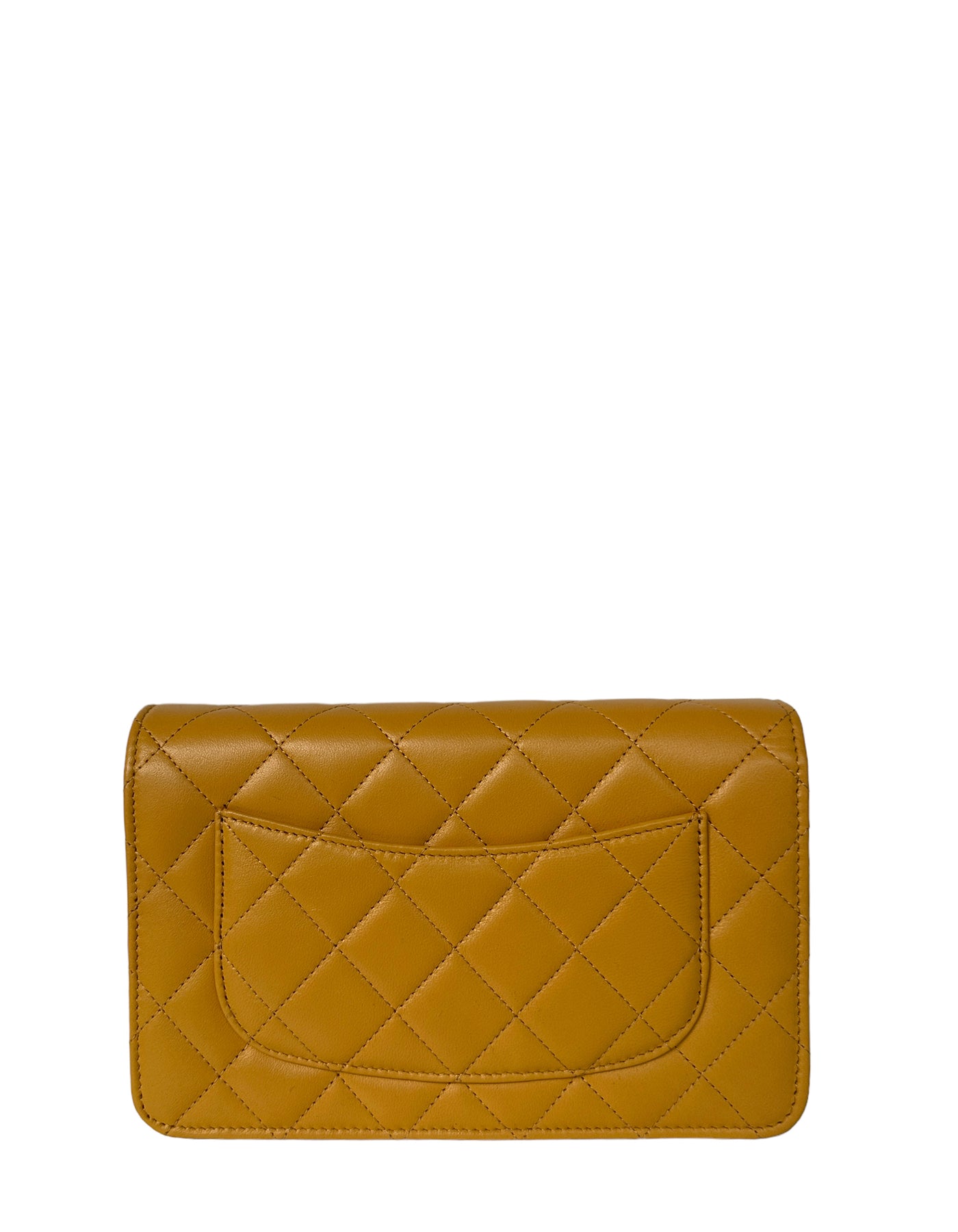 Chanel 2023 NEW Mustard Yellow Quilted Wallet On Chain WOC