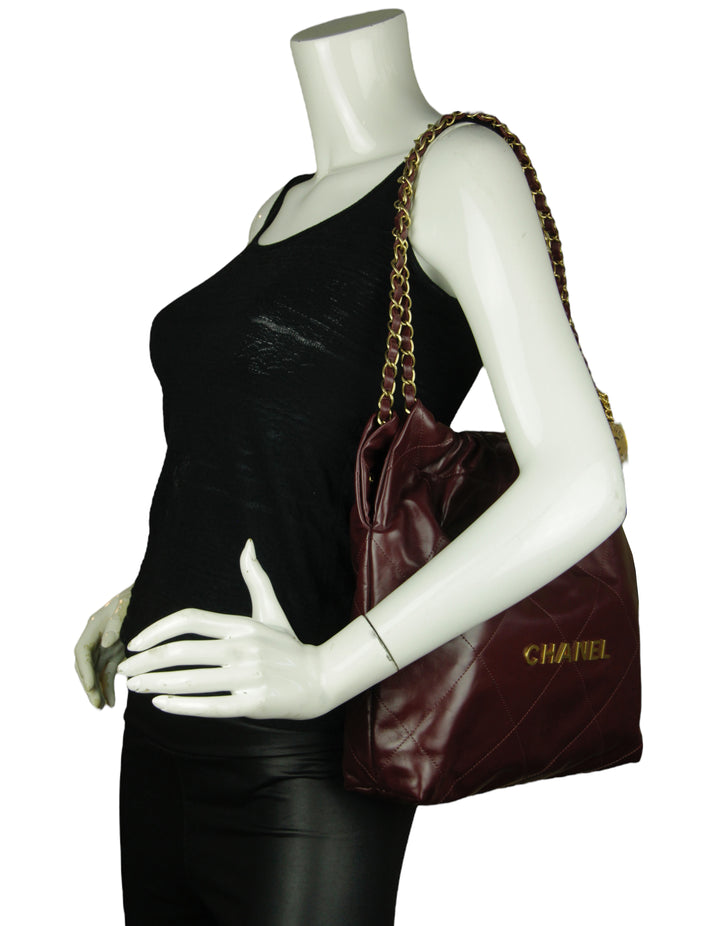 Chanel Burgundy Leather Quilted Chanel 22 Tote Bag – ASC Resale