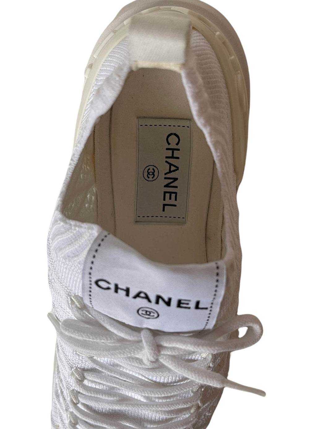 Chanel White Quilted Knit Sock Low Top Athletic Sneakers sz Chanel White Quilted Knit Sock Low Top Athletic Sneakers sz