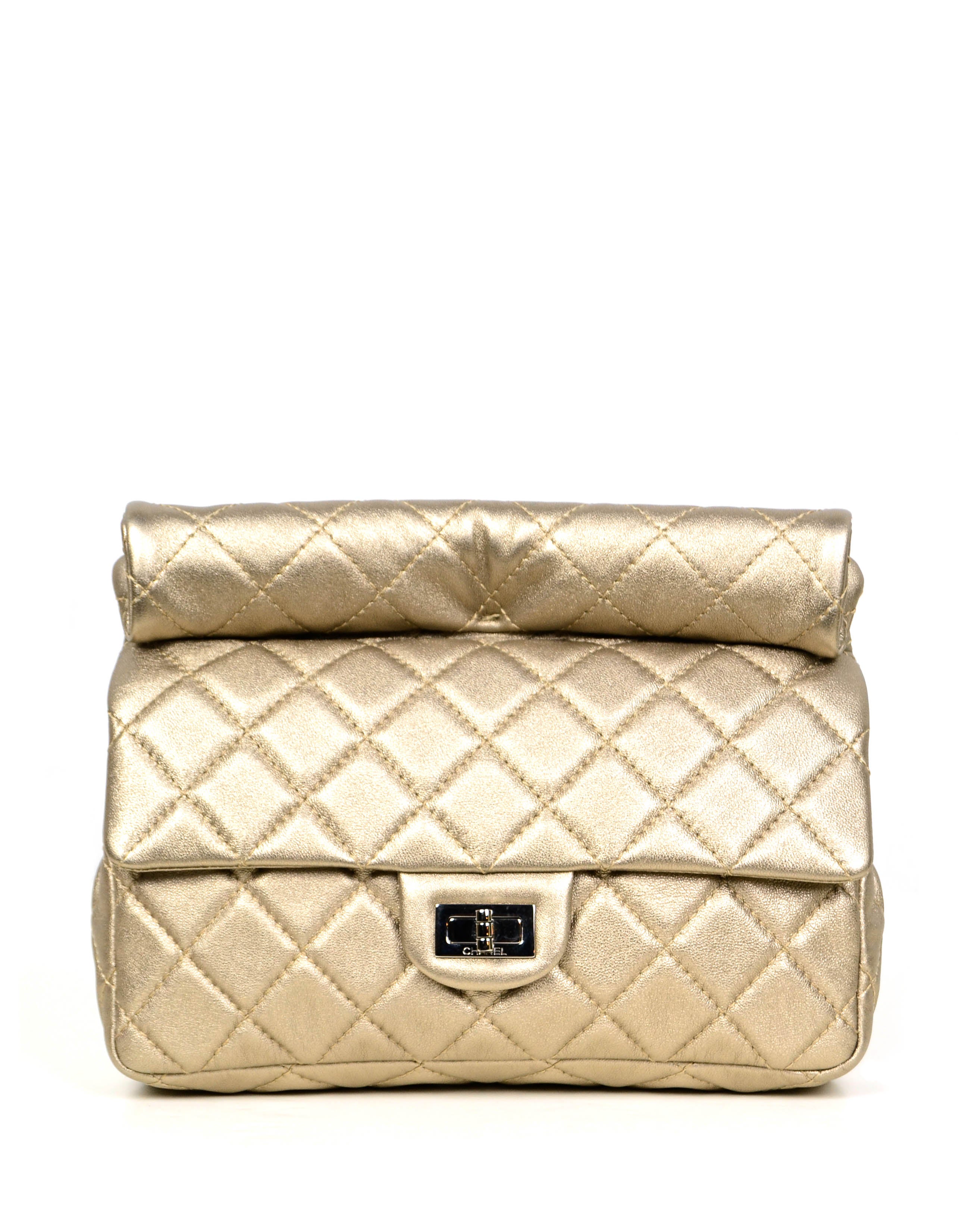 Chanel Khaki Metallic Calfskin 2.55 Reissue Roll Clutch Bag – ASC