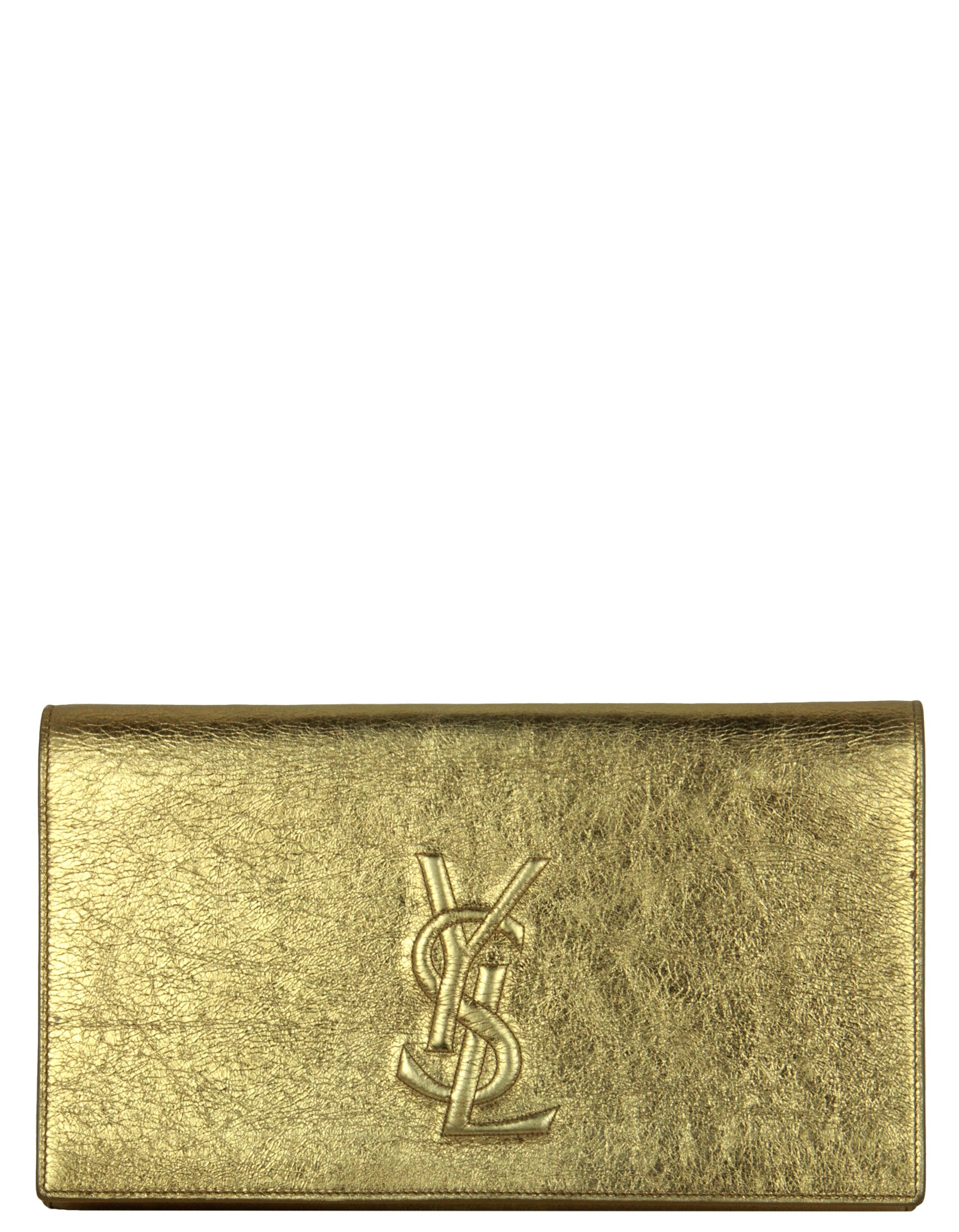 Yves Saint Laurent YSL Gold Metallic Belle de Jour Leather Clutch