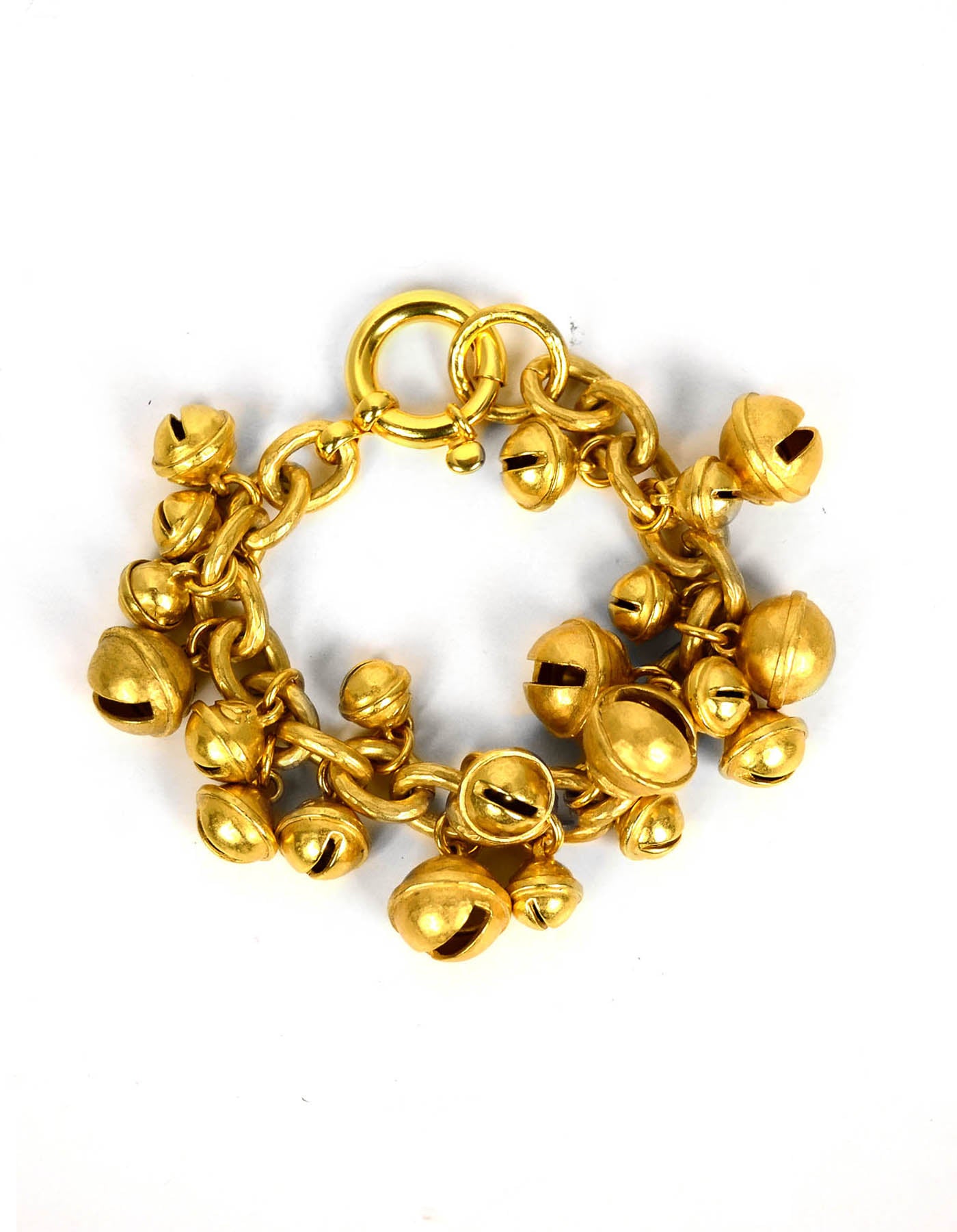 Chanel 1995 Iconic Vintage Gold CC Bell Charm Bracelet