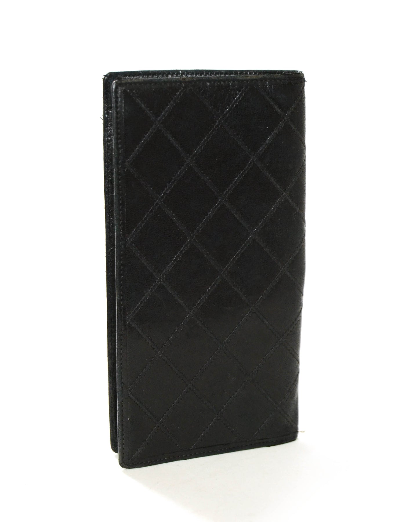 Chanel Black Leather Quilted Checkbook Wallet – ASC Resale