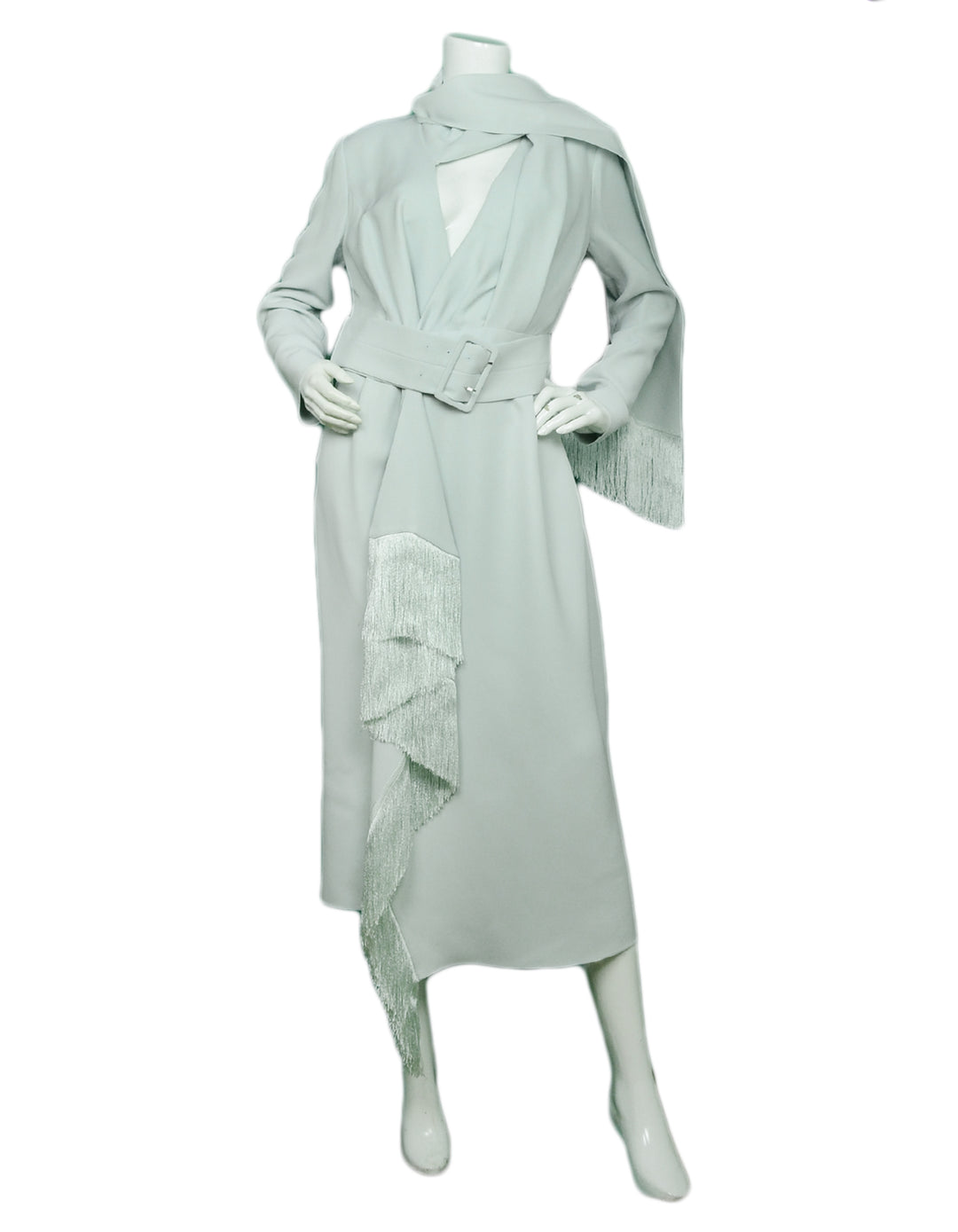 Ralph & Russo NWT Mint Fringed Silk-Crepe Midi Dress IT46/US 10 rt. $6 –  ASC Resale