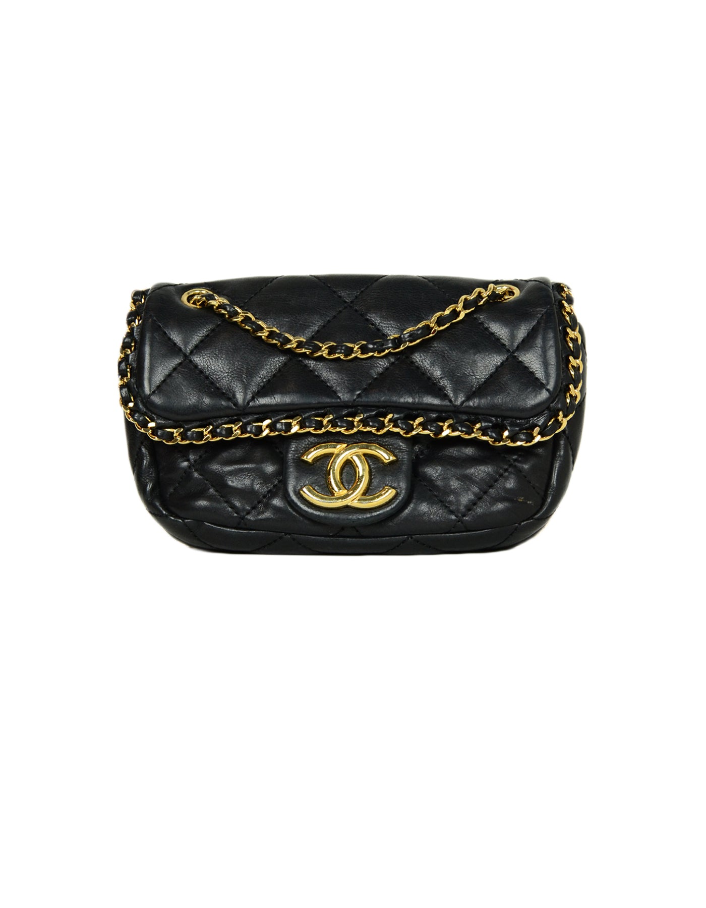 Chanel 2011 Black Lambskin Leather Quilted Mini Chain Me Flap Crossbod –  ASC Resale