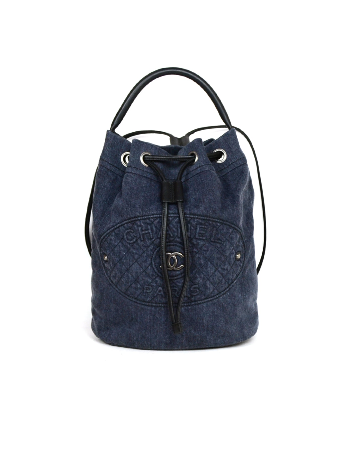 Chanel Blue Denim 2017 Drawstring Convertible Backpack Bucket Bag