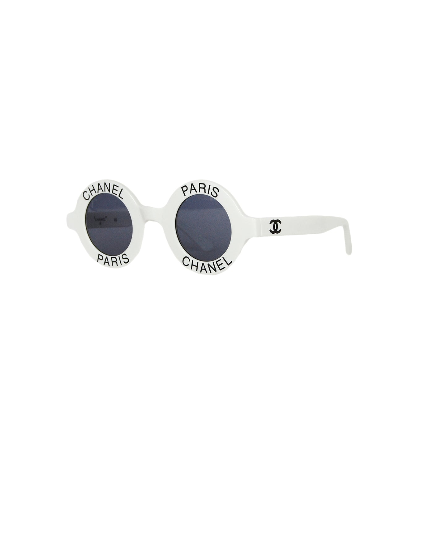 Chanel Vintage '90s White Round Frame Sunglasses w/ Chanel Paris – ASC  Resale