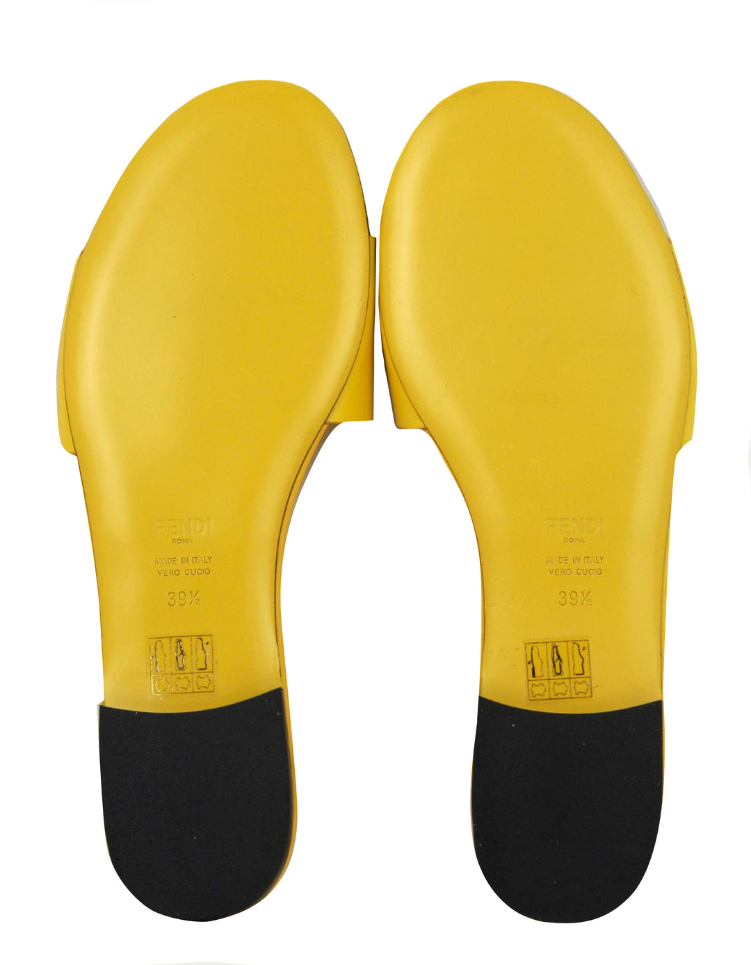 Fendi Yellow Leather Logo Detailed Slides sz 39.5 – ASC Resale