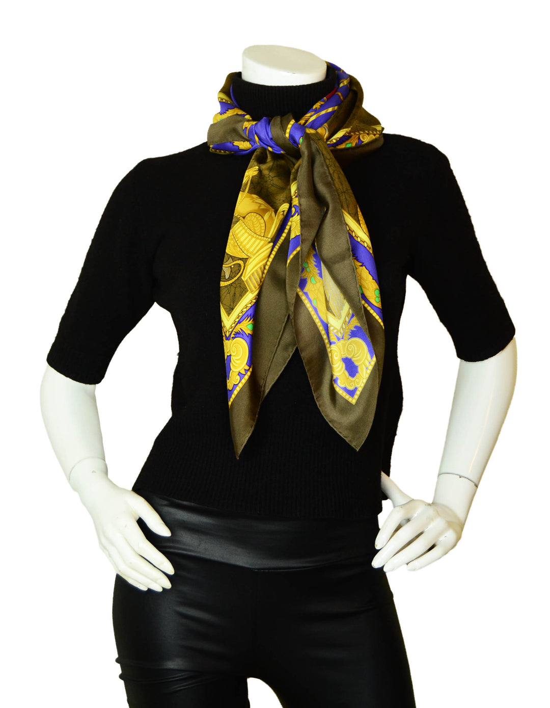 Hermes Blue/Gold Les Bissone de Venise 90cm Silk Scarf – ASC Resale