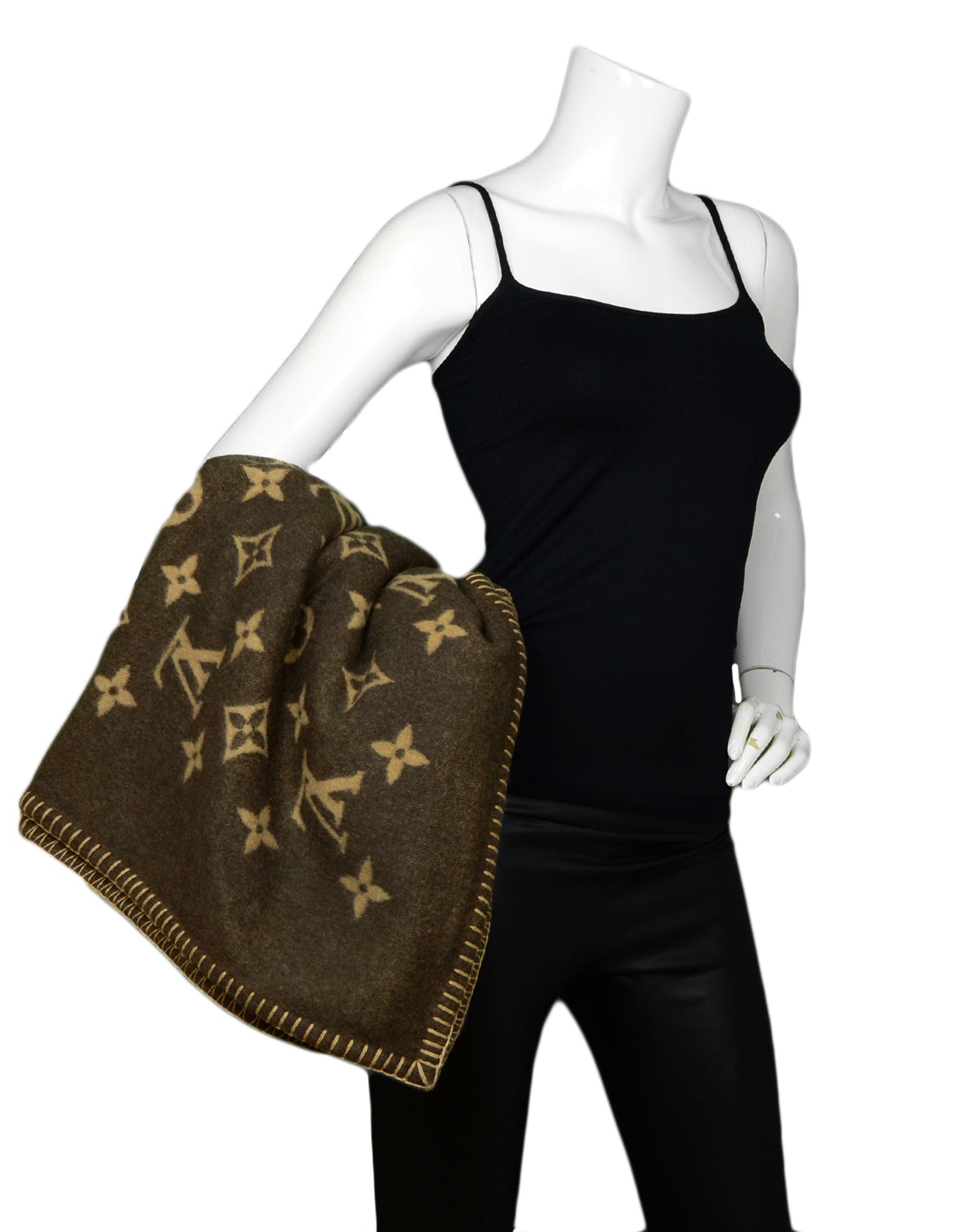 Louis Vuitton Brown Neo Monogram Cashmere And Wool Blanket