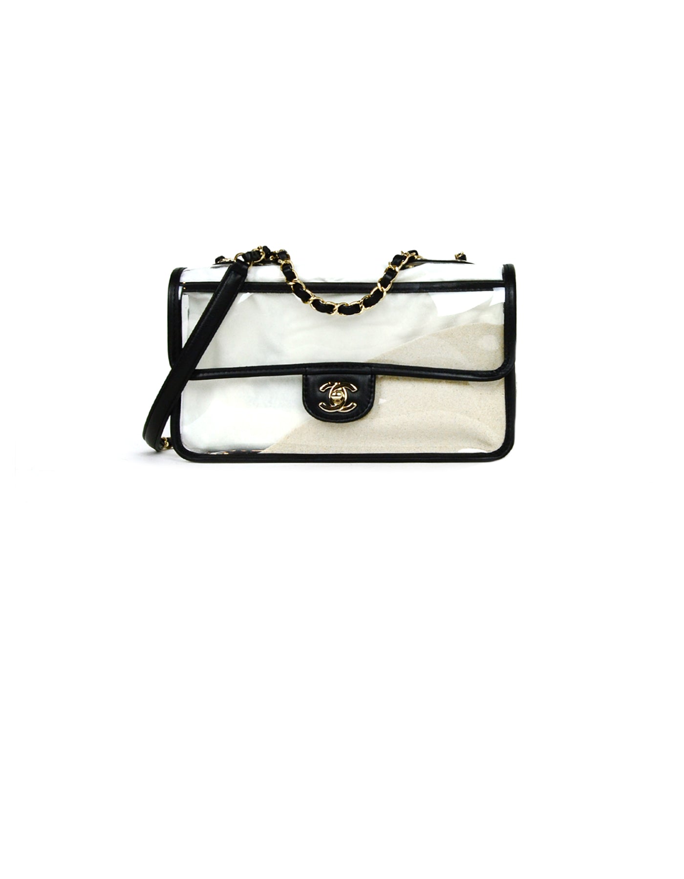 Chanel Sand By The Sea Flap Bag PVC with Lambskin Medium Black 8268124
