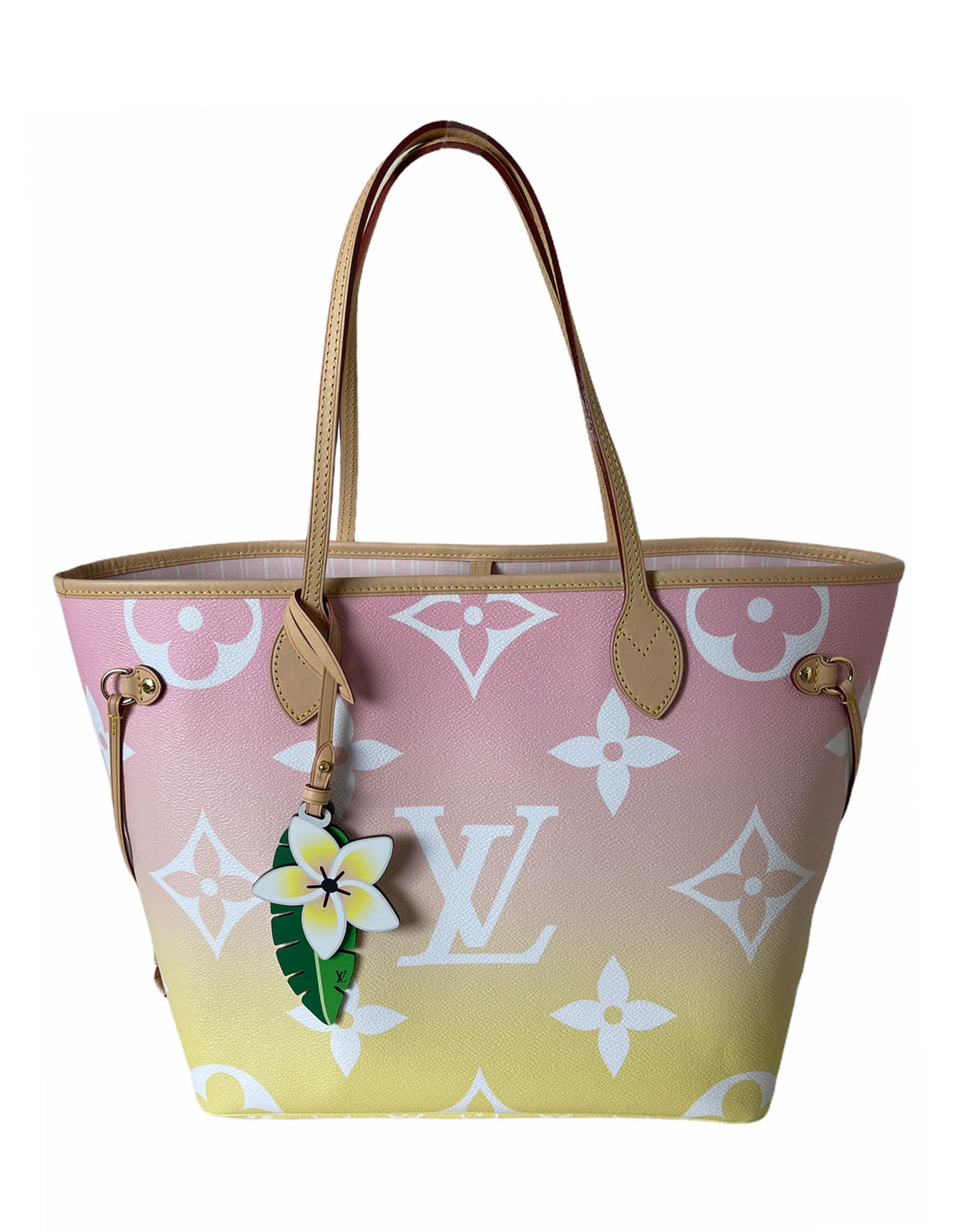 LOUIS VUITTON BY THE POOL NEVERFULL MM BRUME GIANT FLOWER MONOGRAM