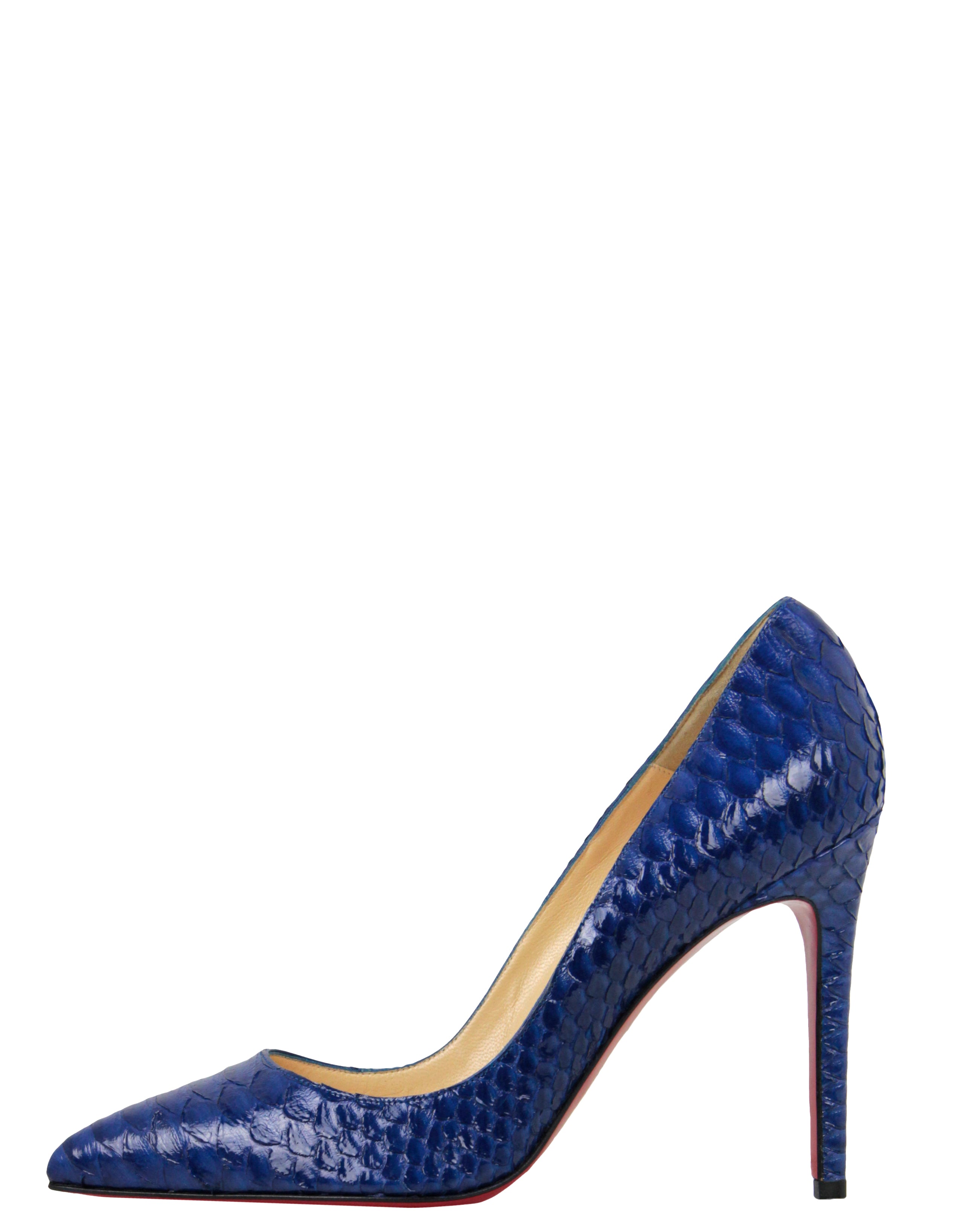 Christian Louboutin NEW Cobalt Blue Python Pigalle 100mm Pumps sz 39.5 ...