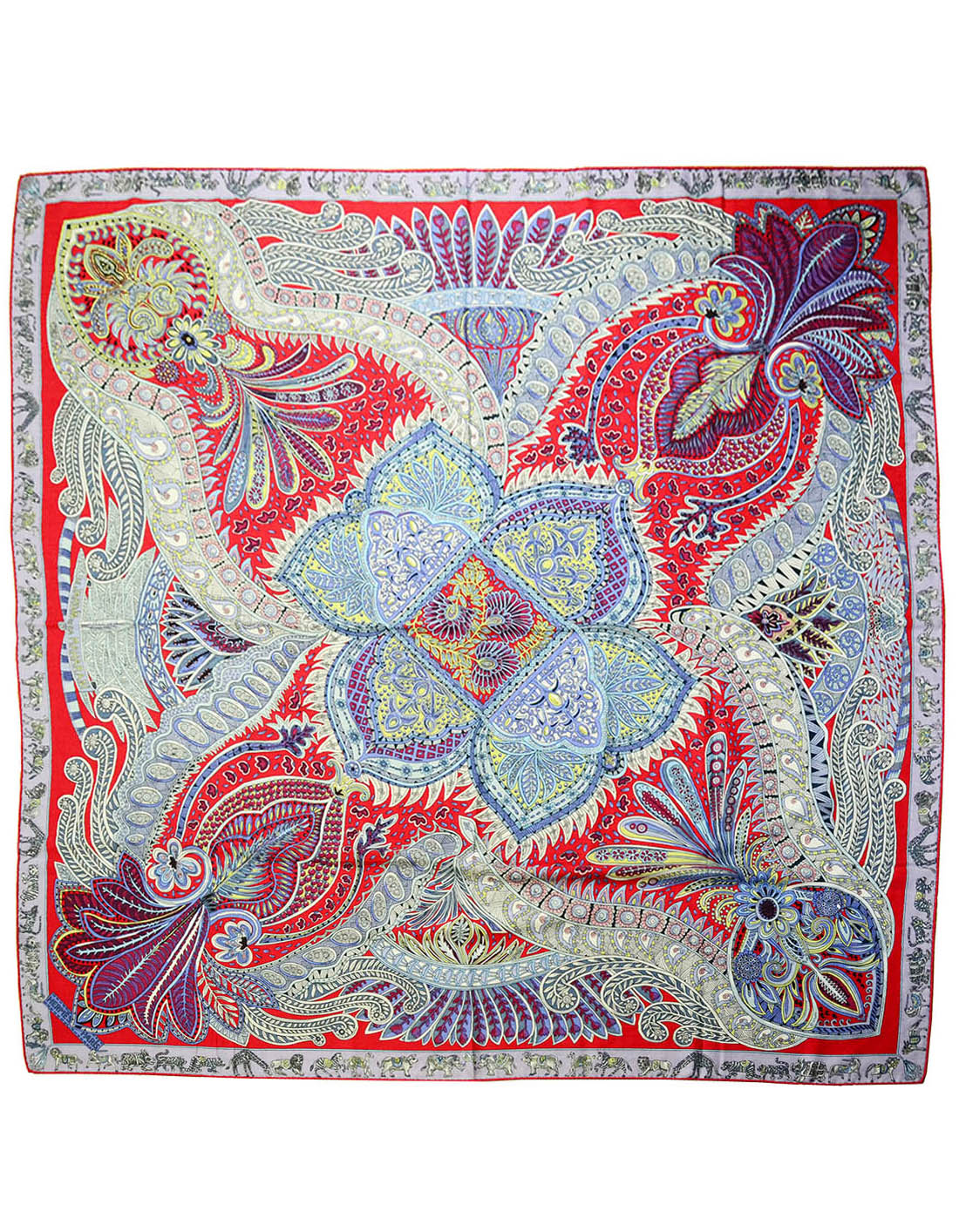 Hermes Le Jardin de la Maharani Silk Cashmere 140 Shawl Scarf