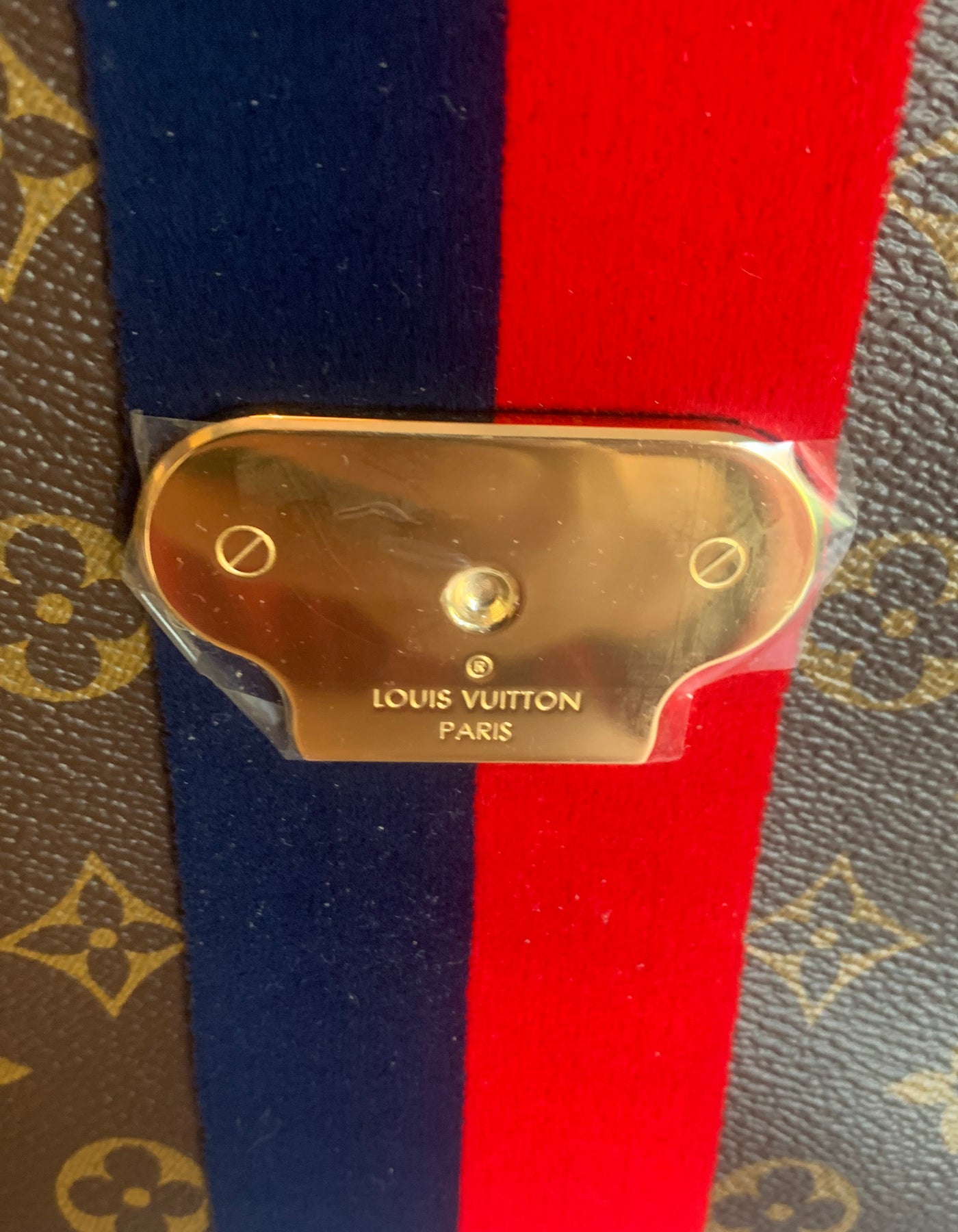 Louis Vuitton Cerise Red/ Marine Blue Monogram Georges MM Top