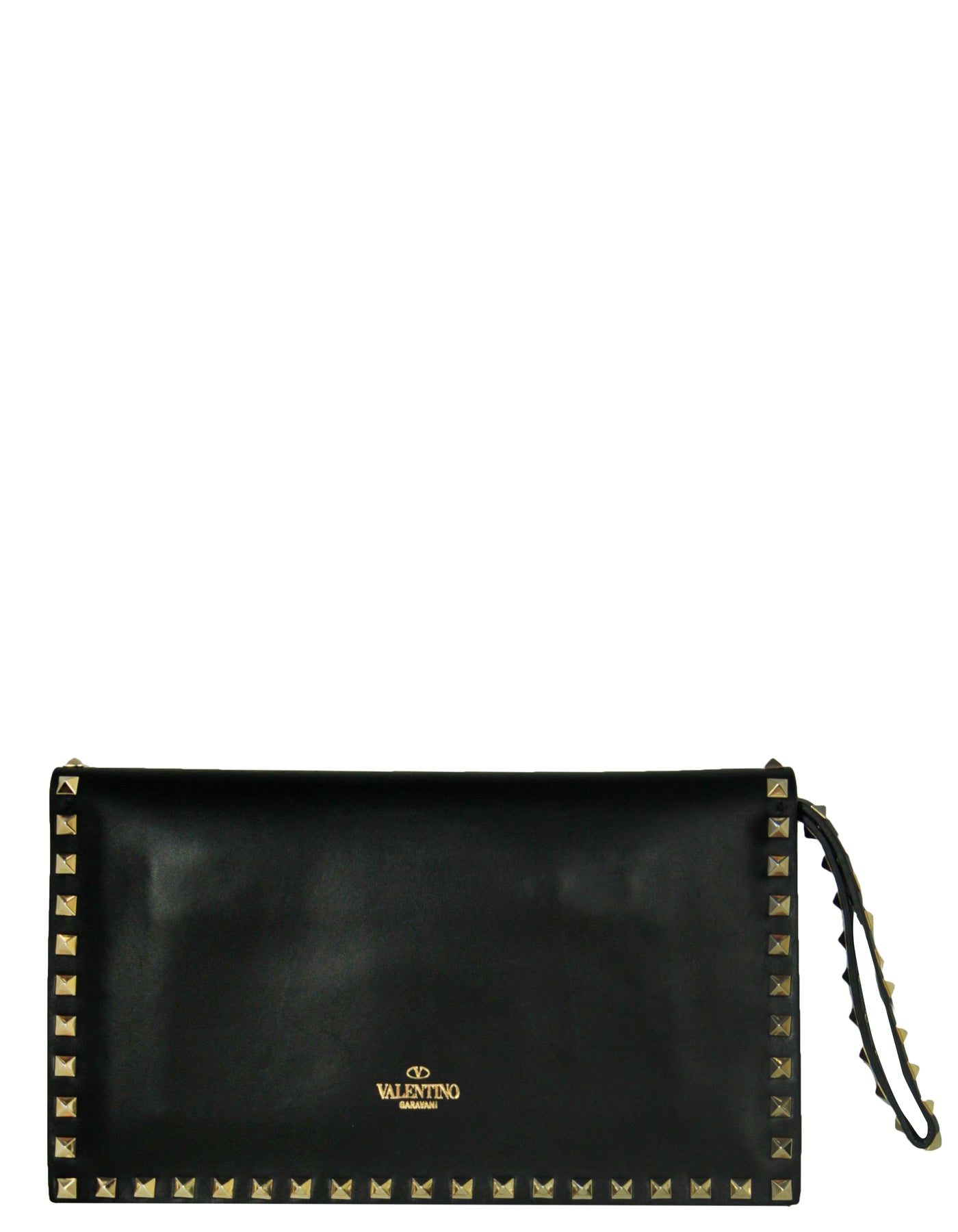 Valentino Black Leather Rockstud Bracelet Clutch Bag