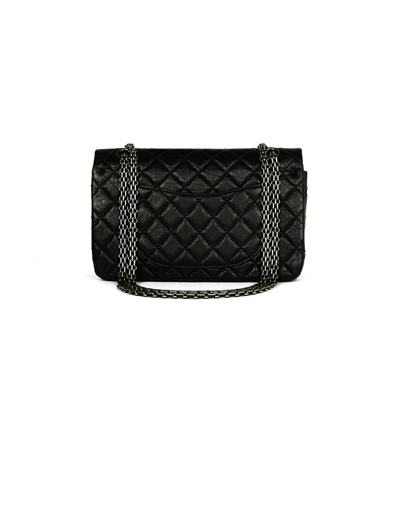 Chanel Black Calfskin Quilted Lucky Charms 225 Reissue Double