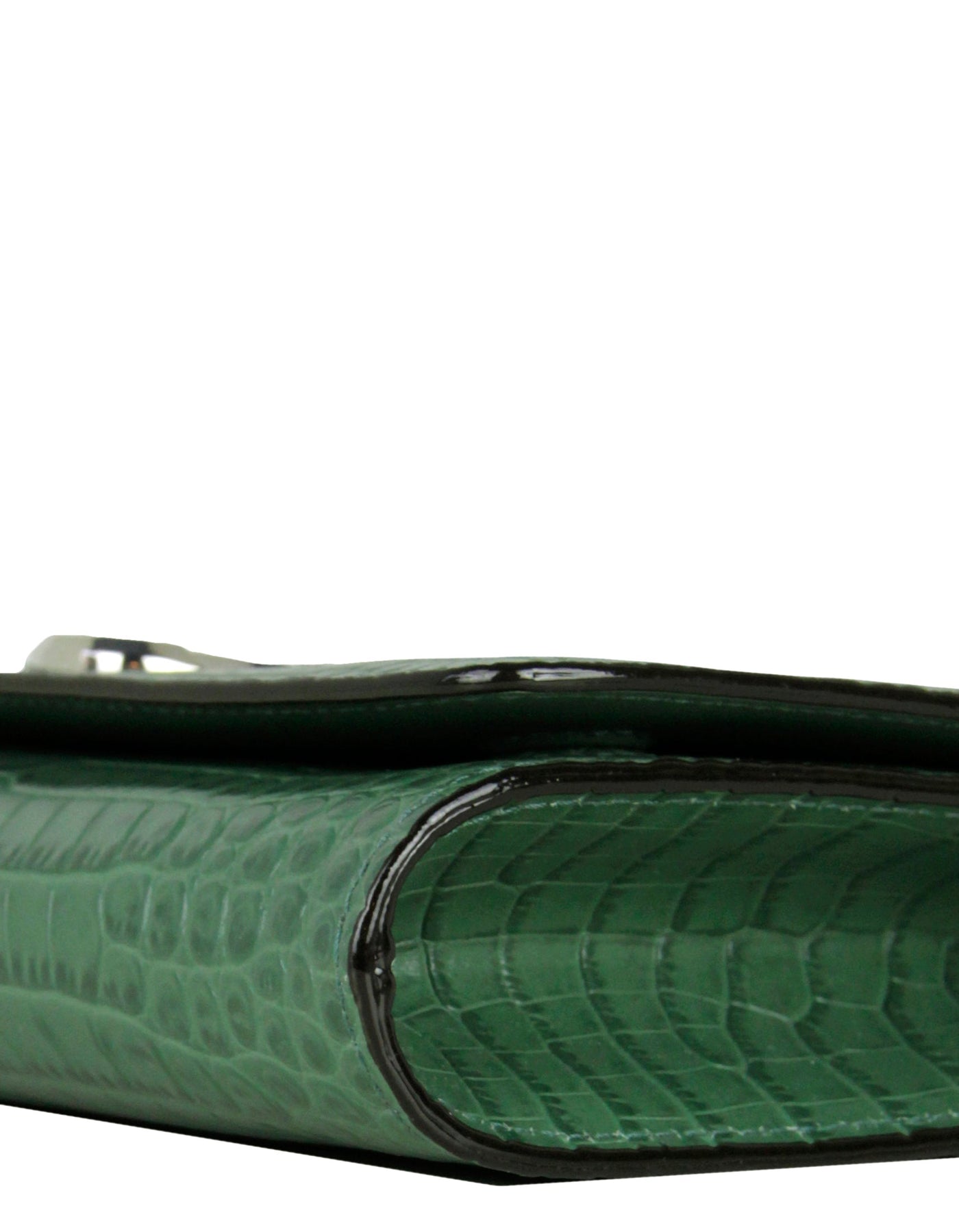 Jimmy Choo Cactus Green Croc Embossed Leather Handbag Mslzxsa