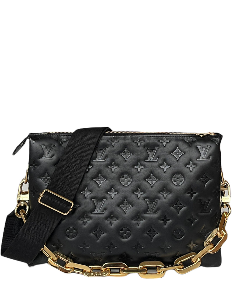 Louis Vuitton Black Monogram Embossed Pochette Coussin L