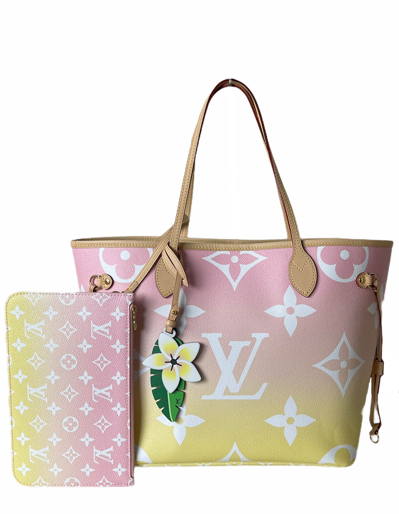 LOUIS VUITTON BY THE POOL NEVERFULL MM BRUME REMOVABLE POUCH GIANT MONOGRAM  BAG