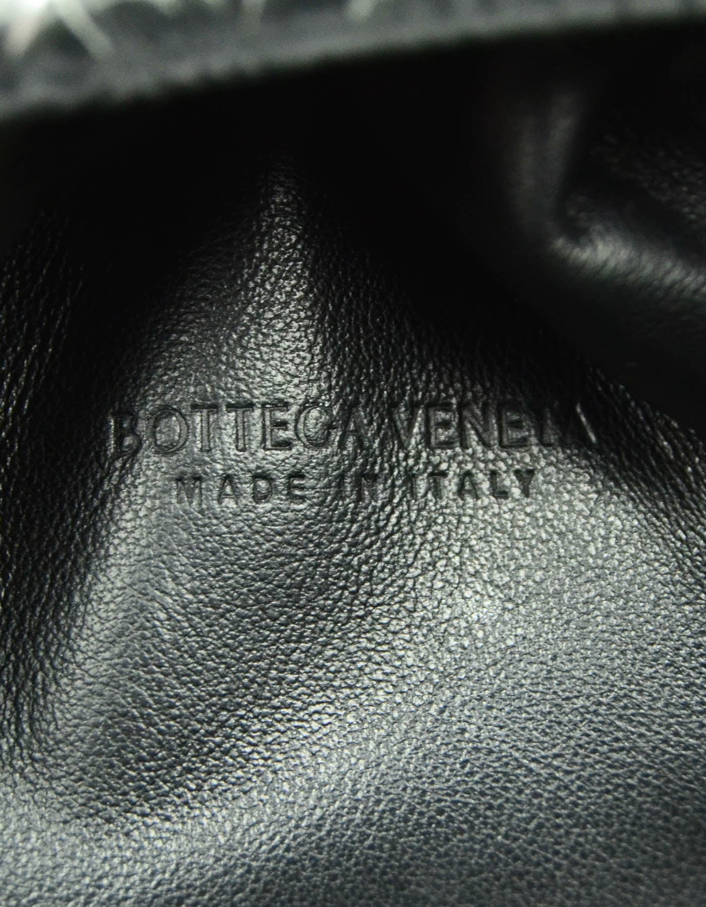 Bottega Veneta Leather Bark Pouch Clutch in Black & Silver