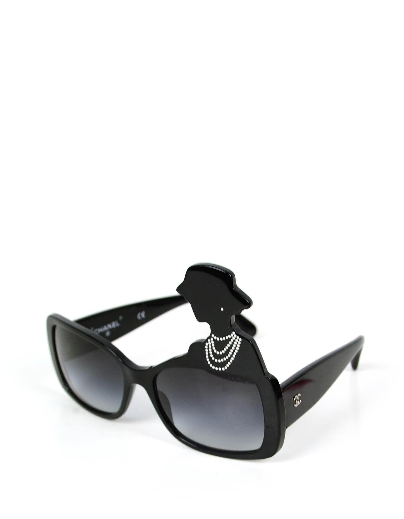 Chanel 2013 Black Acetate Coco Silhouette Sunglasses