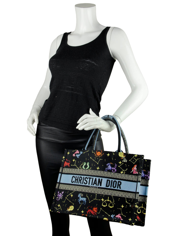 Dior 2022 Black Multicolor Dior Pixel Zodiac Embroidery Small Book