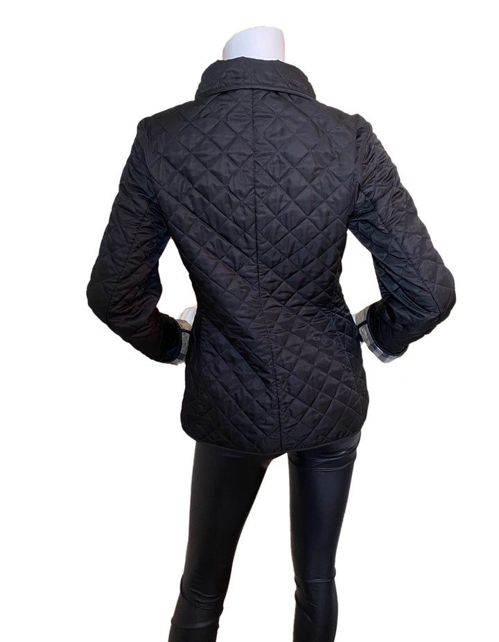 Burberry Brit Black Quilted Jacket w/Nova Plaid Lining sz Small
