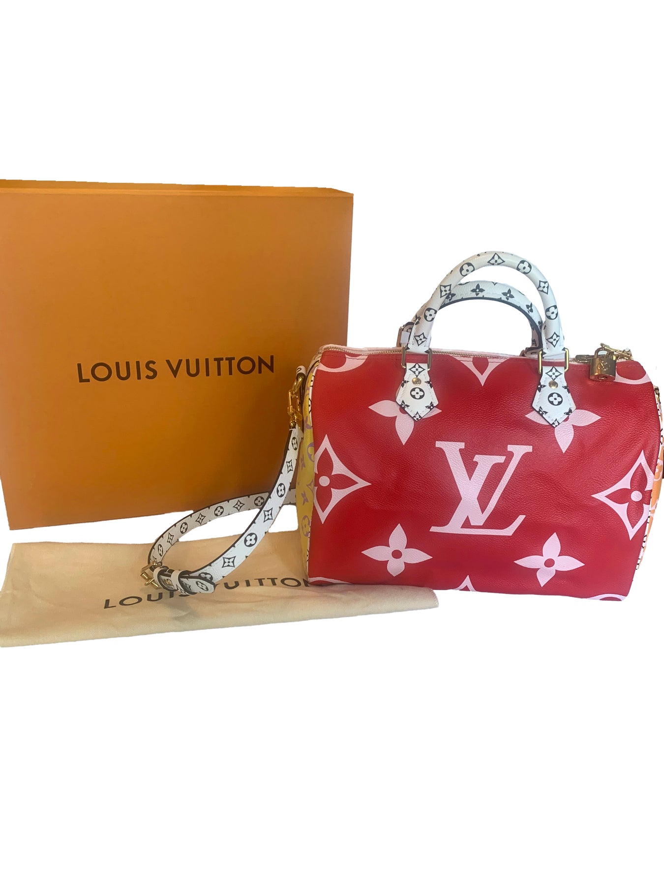 Louis Vuitton Rouge Red/ Pink Monogram Giant Monogram Speedy Bandouliere 30  Bag