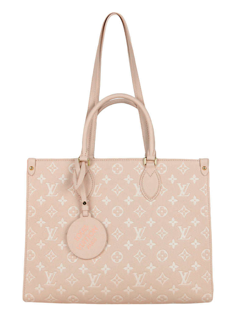 NWT LOUIS VUITTON ON THE GO MM SPRING IN THE CITY EMPREINTE ROSE BEIGE