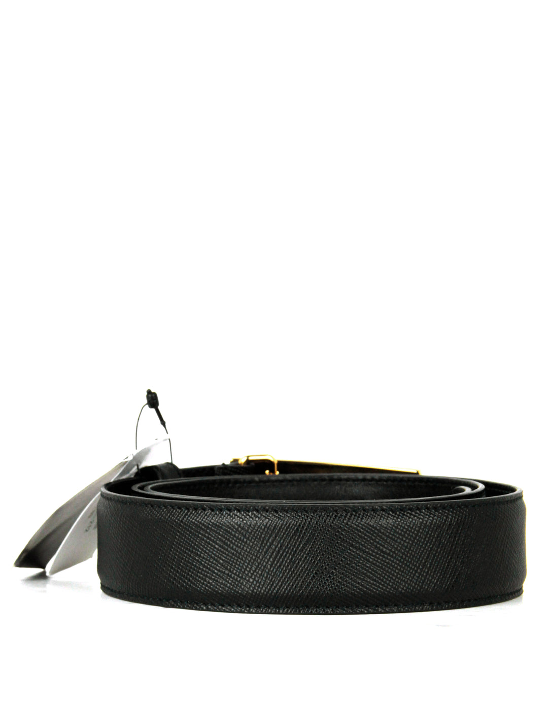 Prada Black/ Gold Saffiano Leather Belt sz 85/ 34 display picture 1