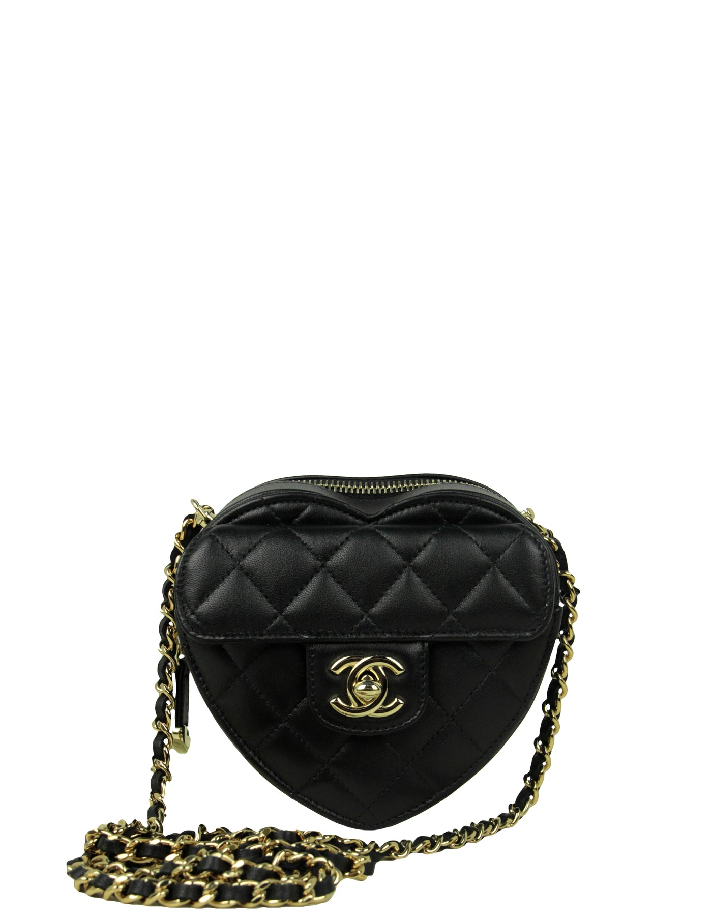 Chanel Black Lambskin Quilted CC In Love Heart Clutch Bag With Chain – ASC  Resale